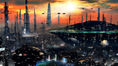 Futuristic Sci-Fi Cityscape HD Wallpaper