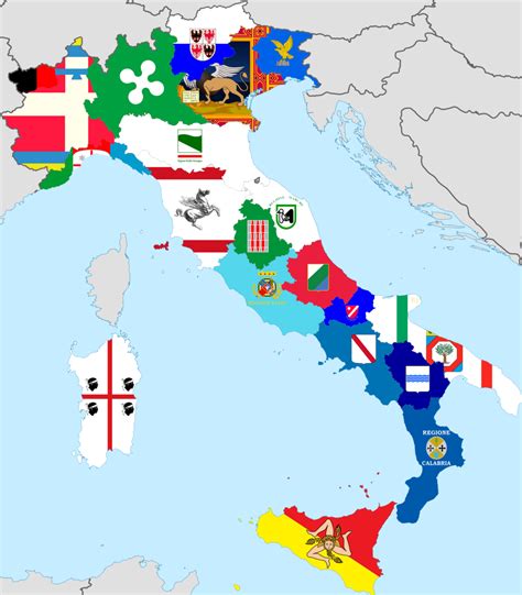 Map : Italian regions with their own flags - Infographic.tv - Number ...