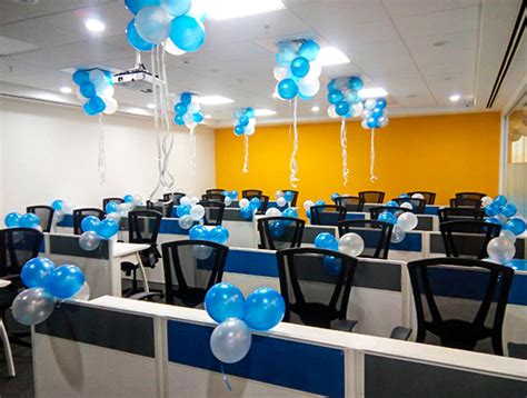 Blue-White Themed Office Decoration | Balloon Decoration in Mumbai | TogetherV