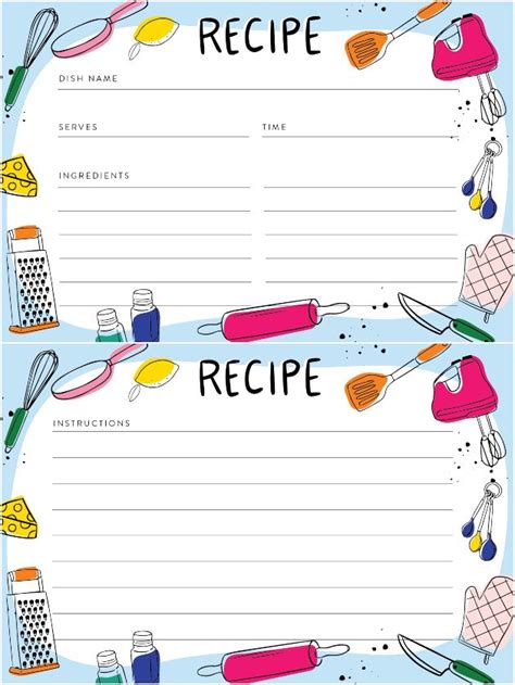 Free Printable Recipe Cards with Flag Design