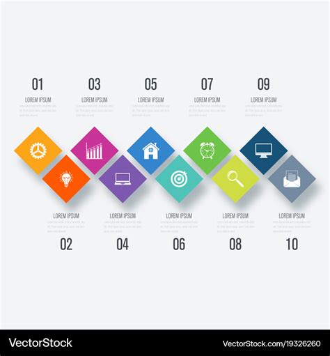 Business infographic template 10 steps with square