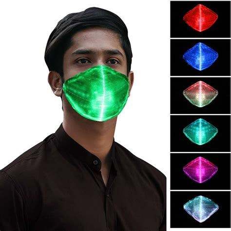 Tagital LED Rave Mask 7 Colors Luminous Light for Men Women Face Mask Music Party Christmas ...