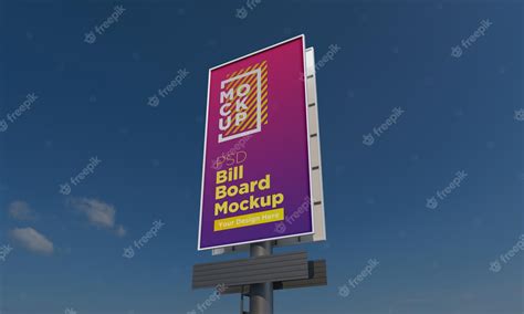 Premium PSD | Vertical billboard Mockup template, Side View