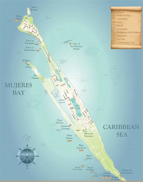 Isla Mujeres Map - Mexico - Ontheworldmap.com