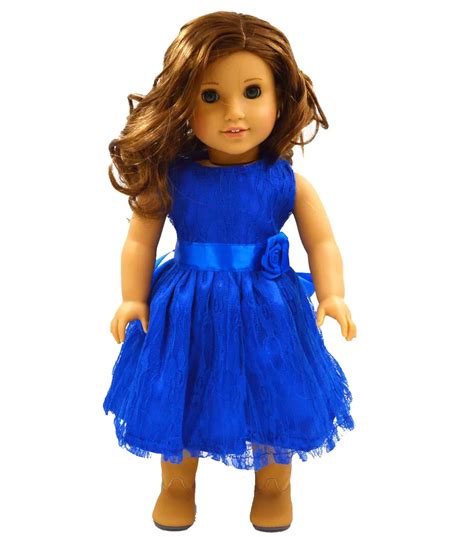 Doll Clothes fits 18" American Girl Handmade blue Party Dress 18 inch doll clothes MG006-in ...