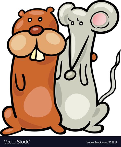 Cartoon of hamster and mouse in a hug Royalty Free Vector