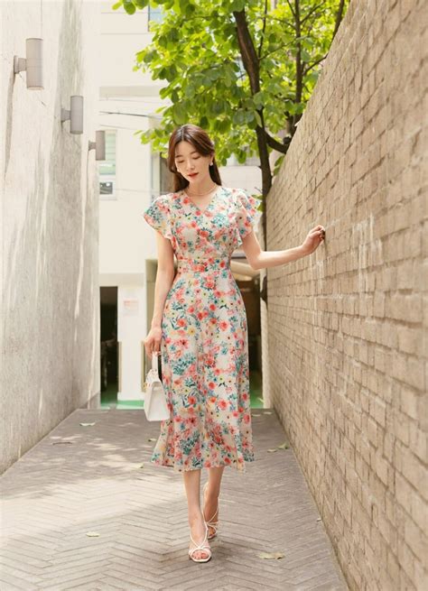 Elegant Floral Vintage Midi Dress Korean Style Summer Dress - Etsy