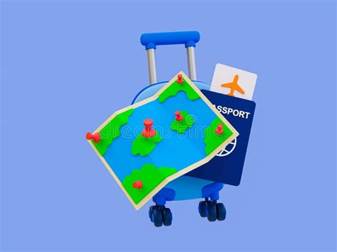 3d Minimal Holiday Travel Trip. Summer Vacation Trip. Recreational Time. Take a Flight. Map with ...
