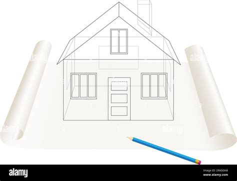 Abstract transparent house sketch drawing with pen on a paper roll Stock Vector Image & Art - Alamy
