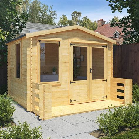 Mercia 3.1m x 3.3m Log Cabin with Veranda (19mm) - Garden Sheds Direct