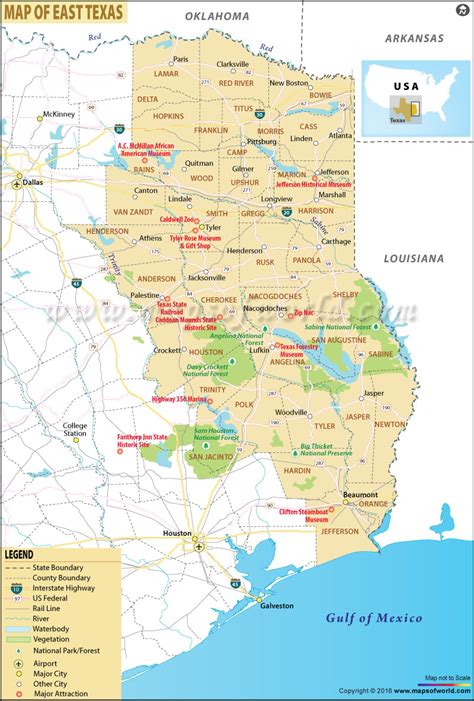 Map of East Texas, East Texas Map