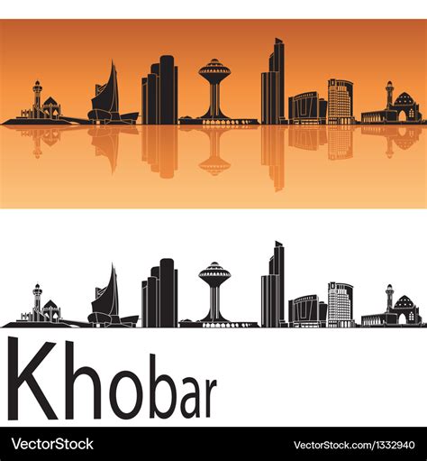 Khobar skyline in orange background Royalty Free Vector