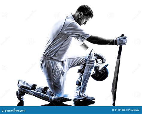 Cricket Player Batsman Silhouette Stock Photo - Image of playing ...