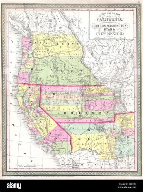 1853, Mitchell Map of California, Oregon, Washington, Utah and New ...