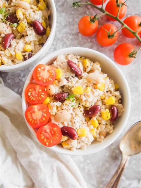 Tuna and Rice Salad with Corn and Beans - Perchance to Cook