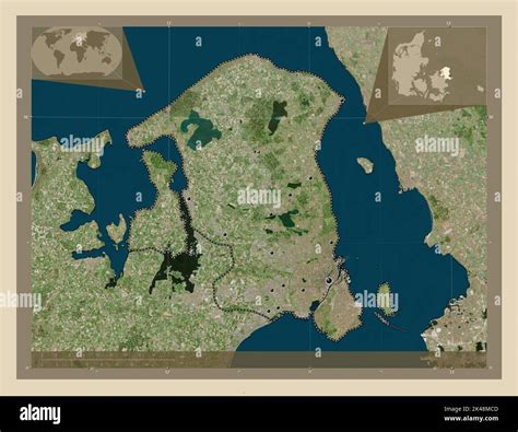 Hovedstaden, region of Denmark. High resolution satellite map ...