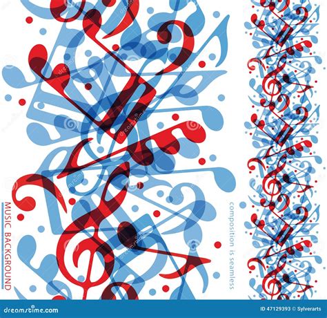 Vector Colorful Vertical Music Canvas, Seamless Tape With Aquati Stock ...