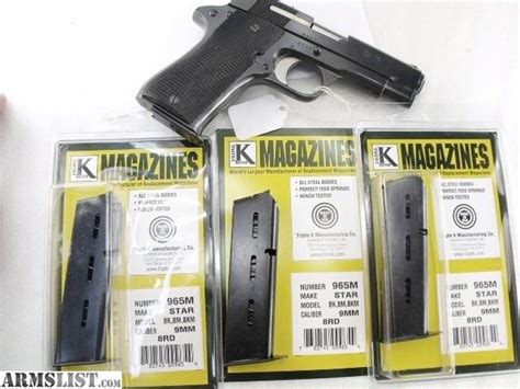 ARMSLIST - For Sale: Star 9mm Model BM or BKM 8 Shot Magazine Blue Steel Triple K NIB XM965M