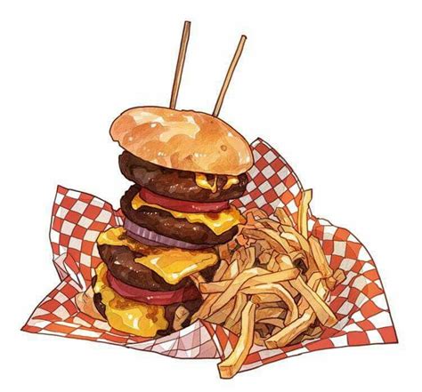 Burger And Fries Drawing at PaintingValley.com | Explore collection of ...