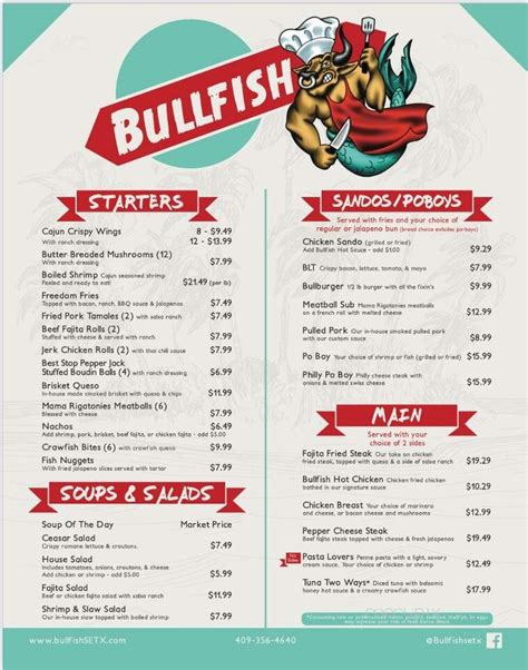 Online Menu of Bullfish, Orange, TX