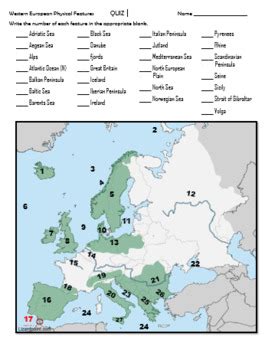 Physical Map Of Europe Quiz