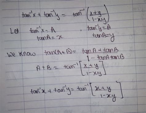 Prove that tan inverse x +tan inverse y=tan inverse x+y by 1-xy - Brainly.in