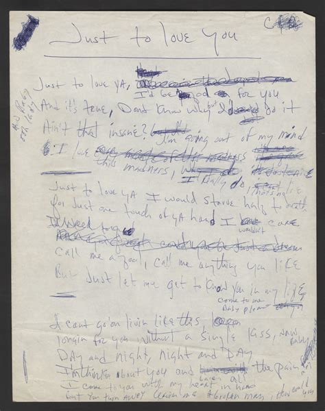 Lot Detail - Aretha Franklin Handwritten "Just to Love You" Lyrics