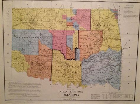 1890 Poster Map of Indian Territory and Oklahoma Railroads Tribes Etc ...