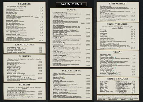 The Boat Inn Stafford's full menu online