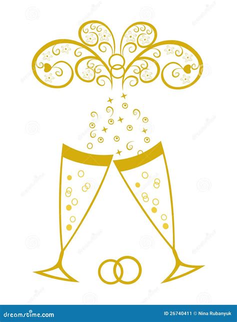 Champagne Glasses.Golden Wedding Celebration Stock Image - Image: 26740411