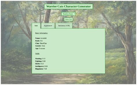 Warrior Cats Character Generator