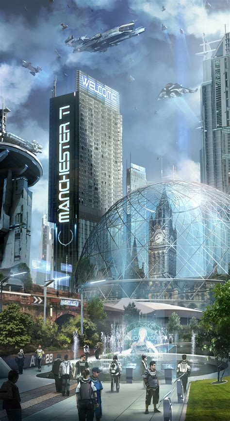 Manchester auf Terra mit Big Ben Tower usw.! Cyberpunk City, Ville Cyberpunk, Cyberpunk Kunst ...