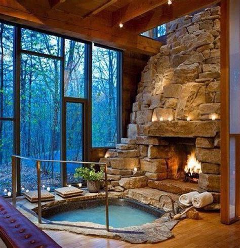 Indoor hot tub, winter cabin | Dream Home | Pinterest