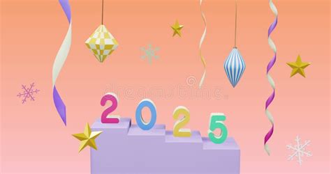 Image of 2025 Number Over New Year and Christmas Decorations on Pink ...