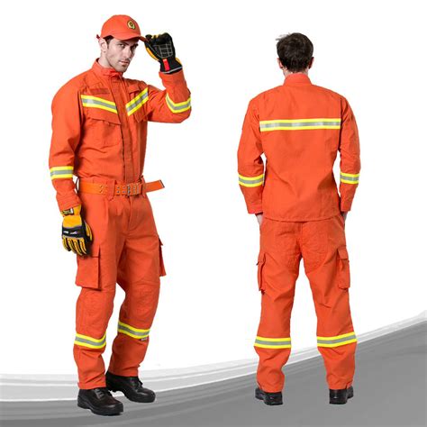 Orange Work Wear Clothes Aramid Fire Retardant Coverall, Fireman Work Uniform for Firefighting ...