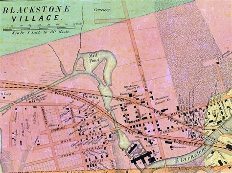 1854 Map of Blackstone Worcester County Massachusetts | Etsy