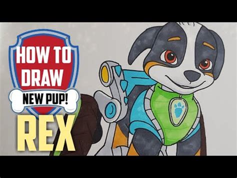 How to Draw Paw Patrol New Pup REX! Dino Rescue Step by Step - YouTube