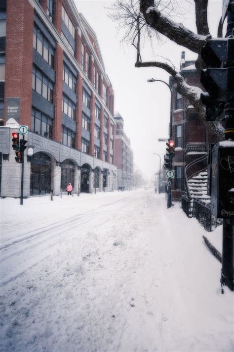 Snowy Street in Montreal Canada Editorial Photography - Image of quebec ...