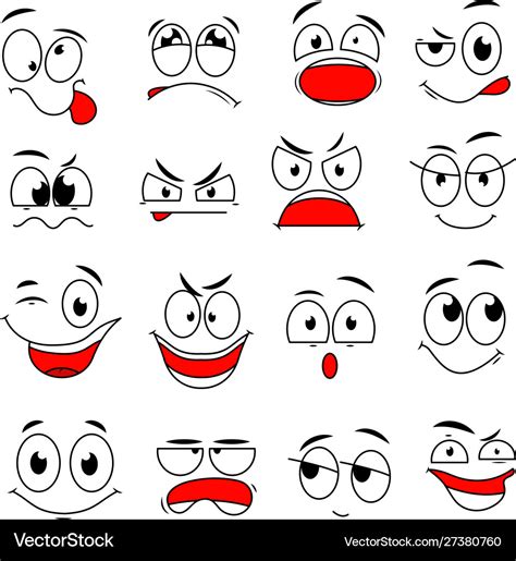 Cartoon face expression funny comic eyes Vector Image