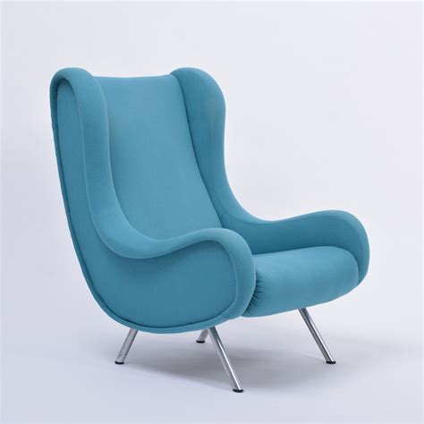 Blue Mid-Century Modern Marco Zanuso Senior Lounge Chair | #131545