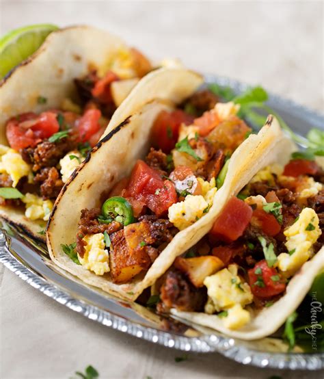 Chorizo and Potato Breakfast Tacos - The Chunky Chef