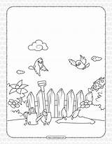 Printable Birds Fly Over The Garden Coloring Page  coloring sketch template