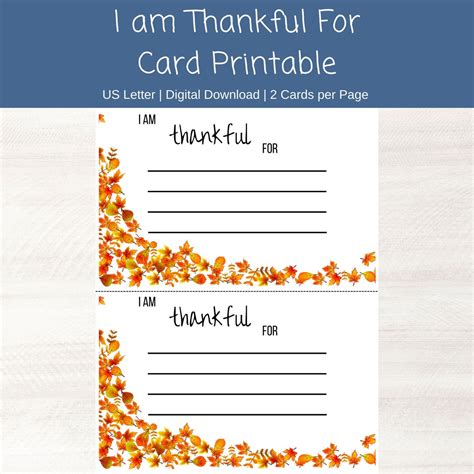 I Am Thankful for Cards Printable I Am Thankful For - Etsy