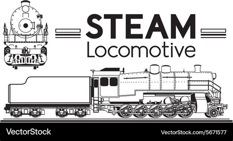 Steam Train Front View Drawing