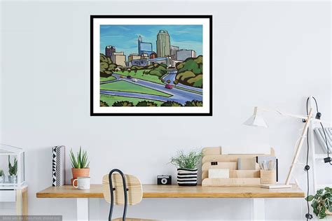 Raleigh NC Skyline Whimsical Painting. Downtown Raleigh - Etsy