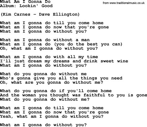 Loretta Lynn song: What Am I Gonna Do, lyrics