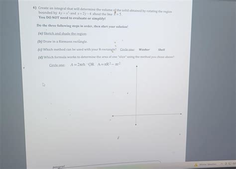 1) Create an integral(s) that will determine the area | Chegg.com