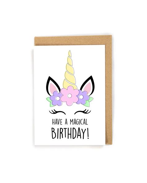 Unicorn Birthday Card Kids Birthday Card Birthday Card for - Etsy