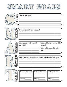 SMART goals worksheet by Jordan Chesler High School Counselor | TPT