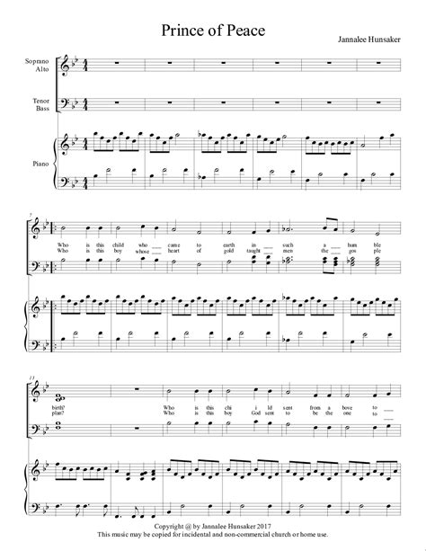 Prince of Peace (by Jannalee Hunsaker -- SATB)